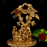 White Metal Golden Oxidized Ganesha Under Tree