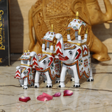 Metal Ambabari Meenakari Work Painted - Set of 3 - White