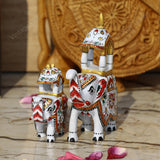 Metal Ambabari Meenakari Work Painted - White - Set of 2