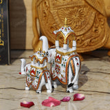 Metal Ambabari Meenakari Work Painted - White - Set of 2