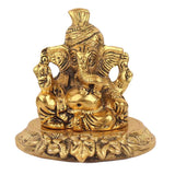 White Metal Golden Oxidized Pagdi Ganesha Small