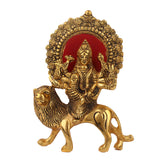 Metal Durga Mata Setting On Lion idol For Puja