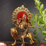 Metal Durga Mata Setting On Lion idol For Puja
