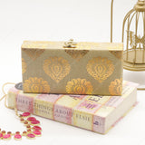 Fabric and Wooden Cash/Shagun Box for Wedding - Grey Paan