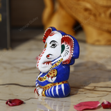 Enameled Metal Appu Ganesha Idol - 3 Inches - Blue