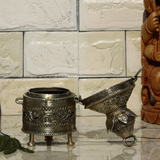 Brass Dhokra Box with Flower Shaped Lid