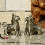 Brass Dhokra Sitting Lion - Set of 2