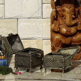 Vintage Gulley Brass Dhokra Rectangular Box - Set of 2
