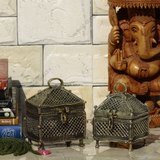 Vintage Gulley Brass Dhokra Rectangular Box - Set of 2