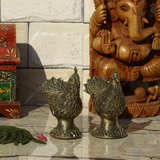 Dhokra Brass Peacock Candle Stand - Set of 2