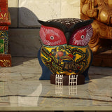 Hand Carved & Hand Painted Wooden Owl - Yellow - Vintage Gulley