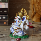 Metal Charbhuja Ganesha Idol Painted - Blue