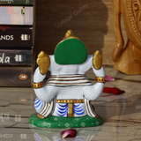 Metal Charbhuja Ganesha Idol Painted - Blue