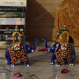 Metal Ambabari Meenakari Work Painted - 5 Inches - Red - Set of 2