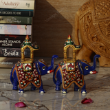 Metal Ambabari Meenakari Work Painted - 5 Inches - Red - Set of 2