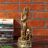 Brass Krishna with Cow for Pooja/Decor - Medium