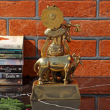 Brass Krishna with Cow for Pooja/Decor - Medium