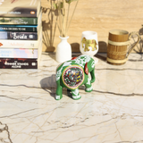 Wooden Hand-Painted Elephant with Warli Art Bird Motif - Green - 3 Inches - Vintage Gulley