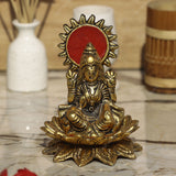 Metal Laxmi Sitting On Kamal Idol