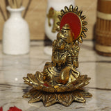 Metal Laxmi Sitting On Kamal Idol