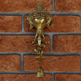 Brass Lord Ganesha Hanging with Diya and Bell
