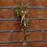 Brass Lord Ganesha Hanging with Diya and Bell
