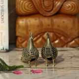 Brass Dhokra Net Peacock - Set of 2