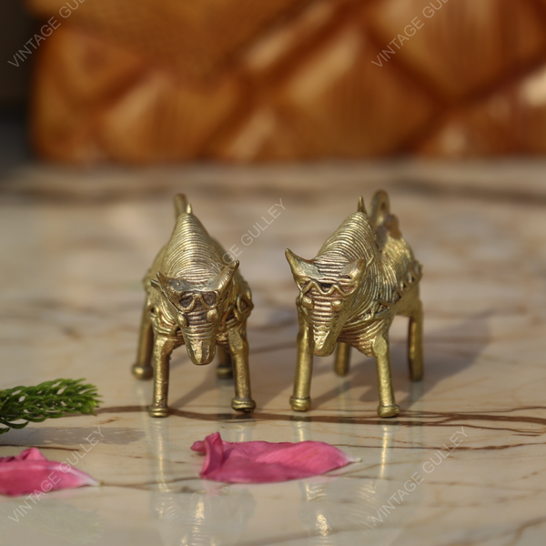 Brass Dhokra Bull - Set of 2