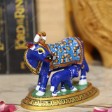 Enameled Meenakari Cow & Calf Royal Blue-Blue