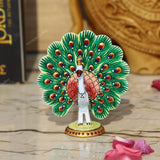 Metal Dancing Peacock Figurine - Green