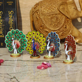 Enameled Metal Dancing Peacock Figurine  - Set of 4 - Vintage Gulley
