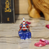 Meenakari Royal Blue Elephant Sitting - 3 Inches