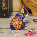 Meenakari Royal Blue Elephant Sitting - 4 Inches