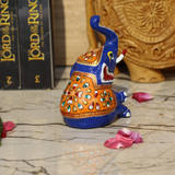 Meenakari Royal Blue Elephant Sitting - 5 Inches