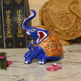 Meenakari Royal Blue Elephant Sitting - 6 Inches