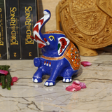 Meenakari Royal Blue Elephant Sitting - 6 Inches