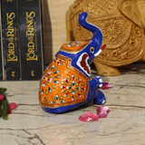 Meenakari Royal Blue Elephant Sitting - 6 Inches