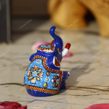Meenakari Royal Blue Elephant Sitting - Blue