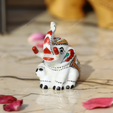Meenakari White Elephant Sitting - White
