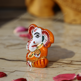 Enameled Metal Appu Ganesha Idol - 2 Inches - Orange