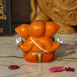 Enameled Metal Appu Ganesha Idol - 4 Inches - Orange
