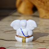 Enameled Metal Appu Ganesha Idol - 2 Inches - White & Blue