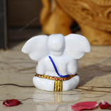 Enameled Metal Appu Ganesha Idol - 2.5 Inches - White & Blue