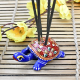 Metal Meenakari Tortoise Agarbatti Stand Tortoise for Pooja Set of 2 - Vintage Gulley
