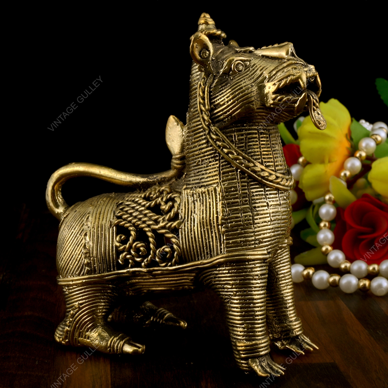 Brass Dhokra Sitting Lion