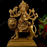 Brass Durga Idol Sitting on Lion