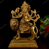 Brass Durga Idol Sitting on Lion
