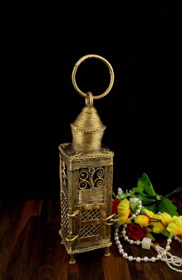 Brass Dhokra Tea Light Holder Lantern