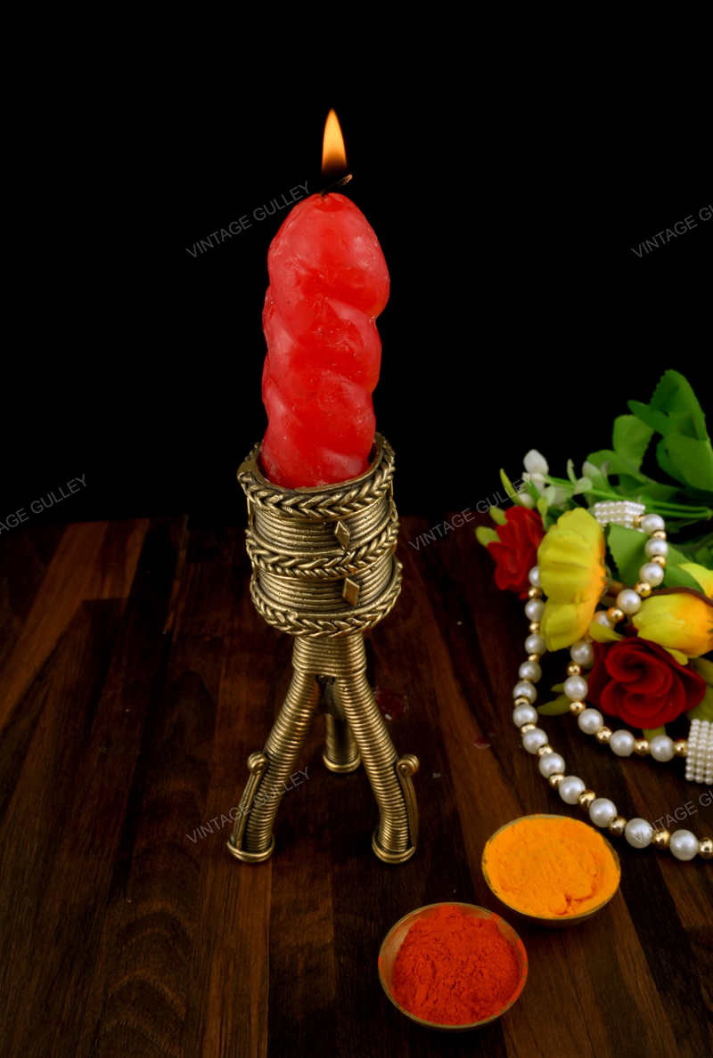 Dhokra Art Three Leg Candle Stand
