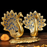 White Metal Golden Oxidized Peacock Pair